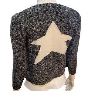 Poof Girl Youth Girl Speckled Gray Star Open Front Cardigan Sweater Size 14 Y